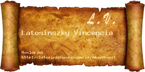 Latosinszky Vincencia névjegykártya